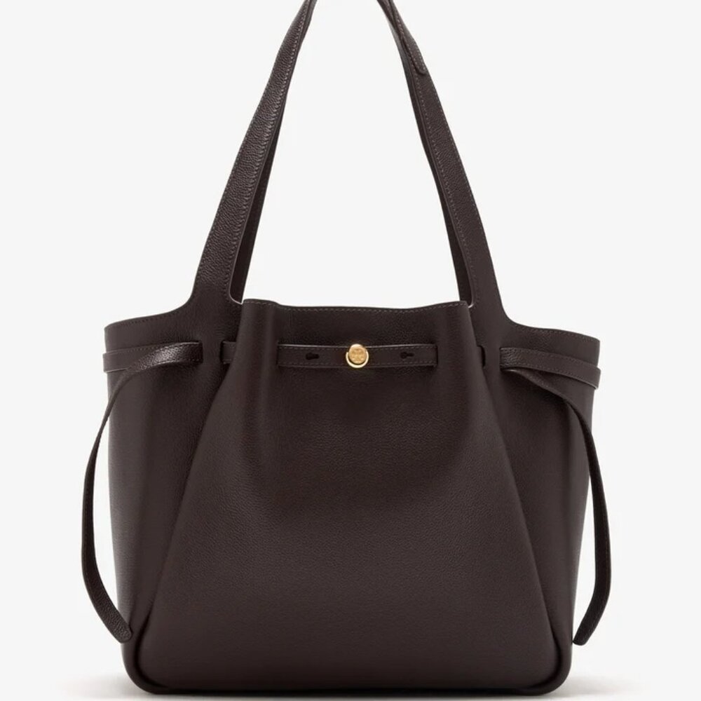 NWT ✅ TORY BURCH ROMY TOTE (LARGE) #163388  DEEP BROWN✨ NWT, DUST BAG - Picture 8 of 16